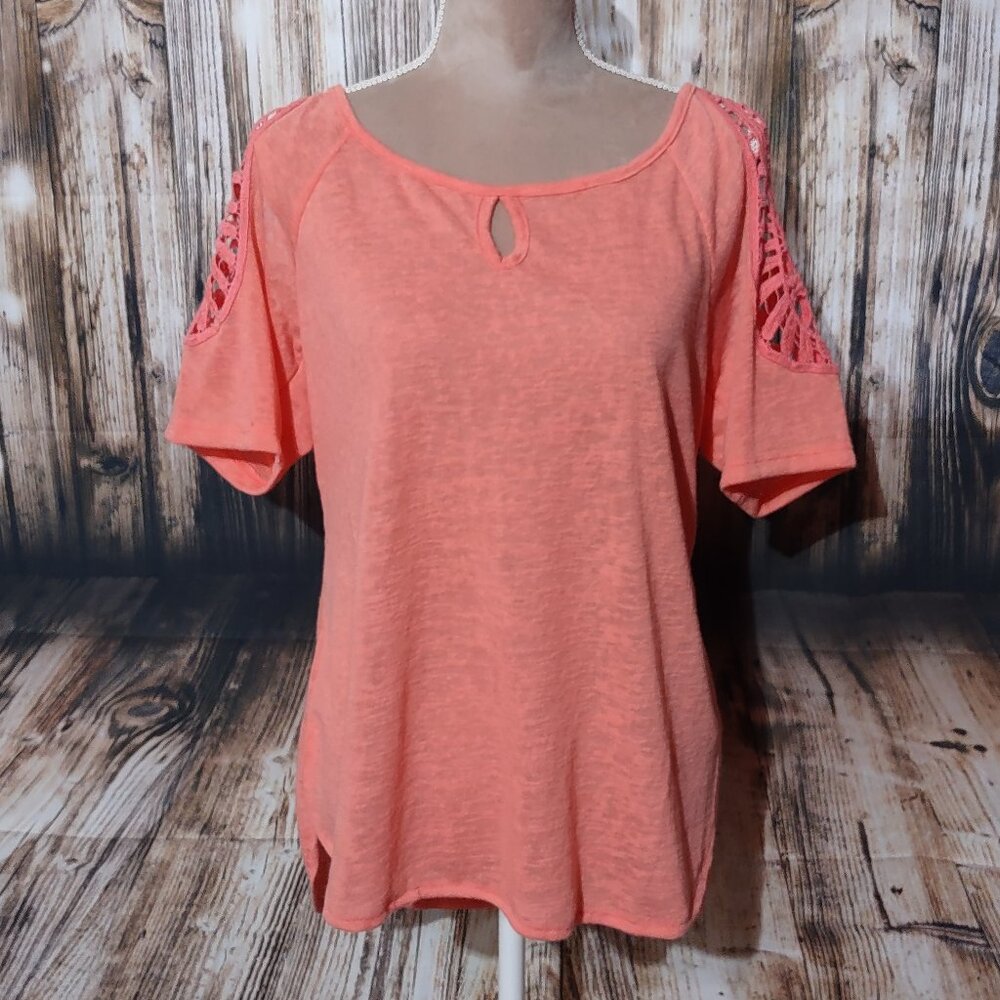 French Laundry Peach Cold Shoulder Top